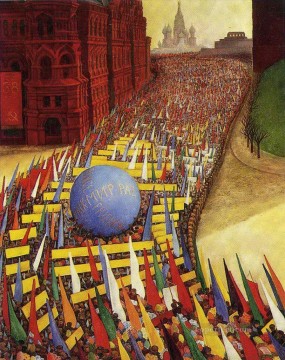 ディエゴ・リベラ Painting - モスクワのメーデー行列 1956 年 ディエゴ・リベラ